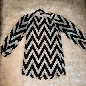 Long Sleeve Chevron Shift Dress